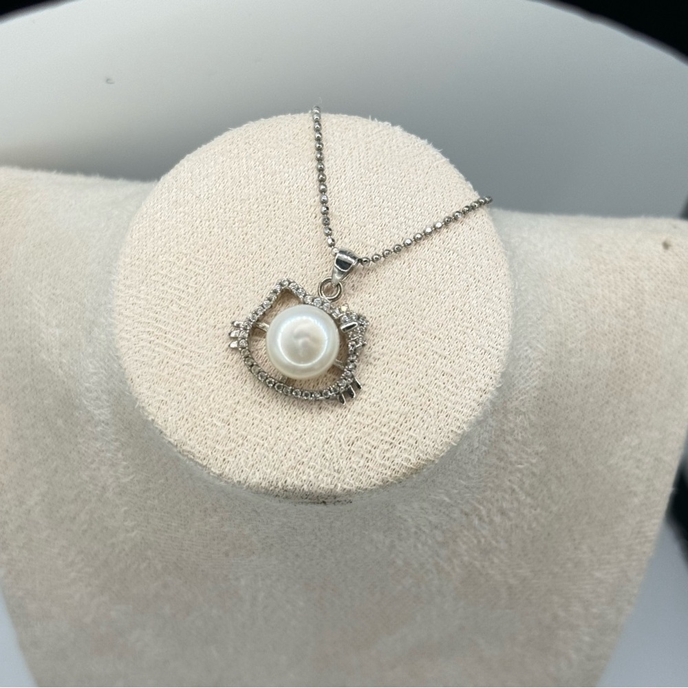 Hello Kitty 925 Silver Pearl Pendant Necklace